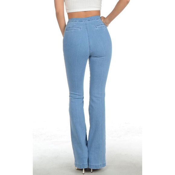 light blue flare pants